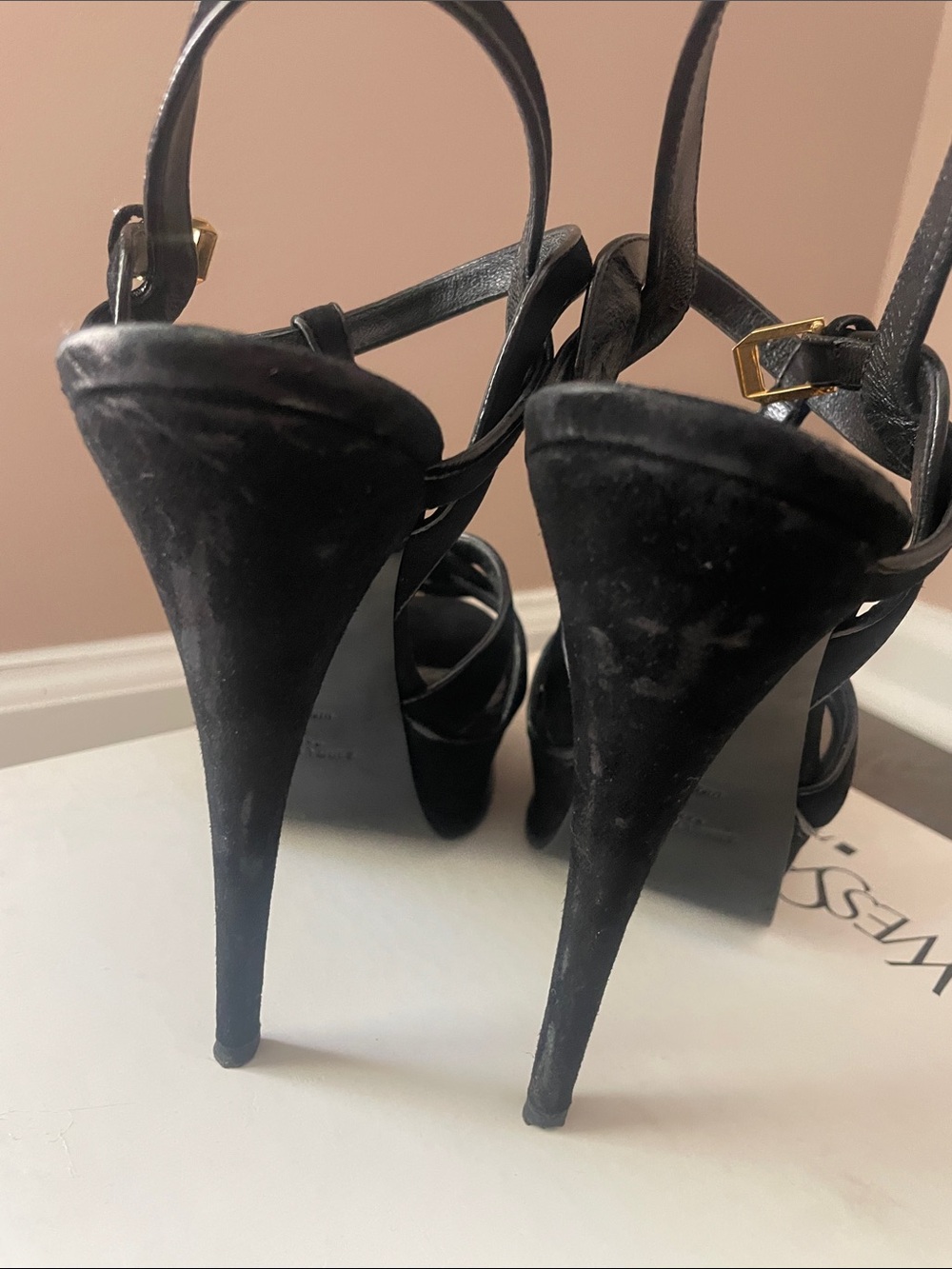 Saint Laurent Tribute Black Platform Heels Sandals size 41, usa 10 - Picture 13 of 16